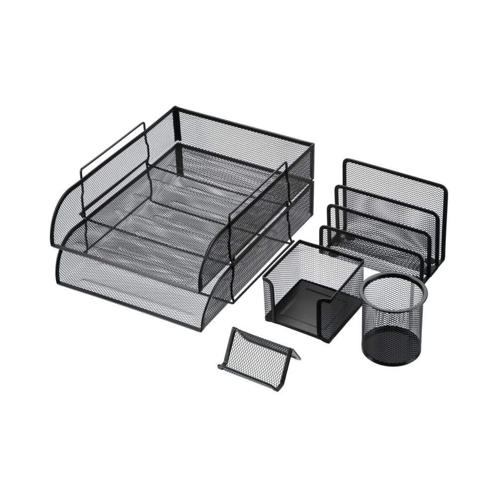 Ensemble de bureau 6 pièces en métal noir