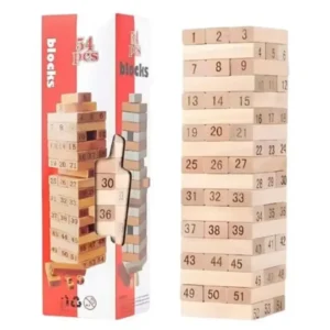 Jenga en bois massif 54 pièces