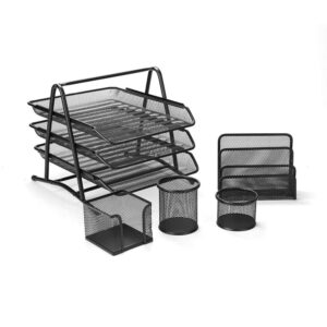 Ensemble de bureau métallique 5 pièces noir
