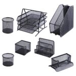 Ensemble de bureau métallique 7 pièces noir