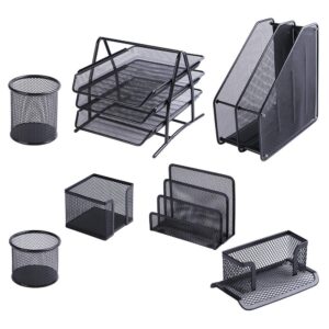 Ensemble de bureau métallique 7 pièces noir