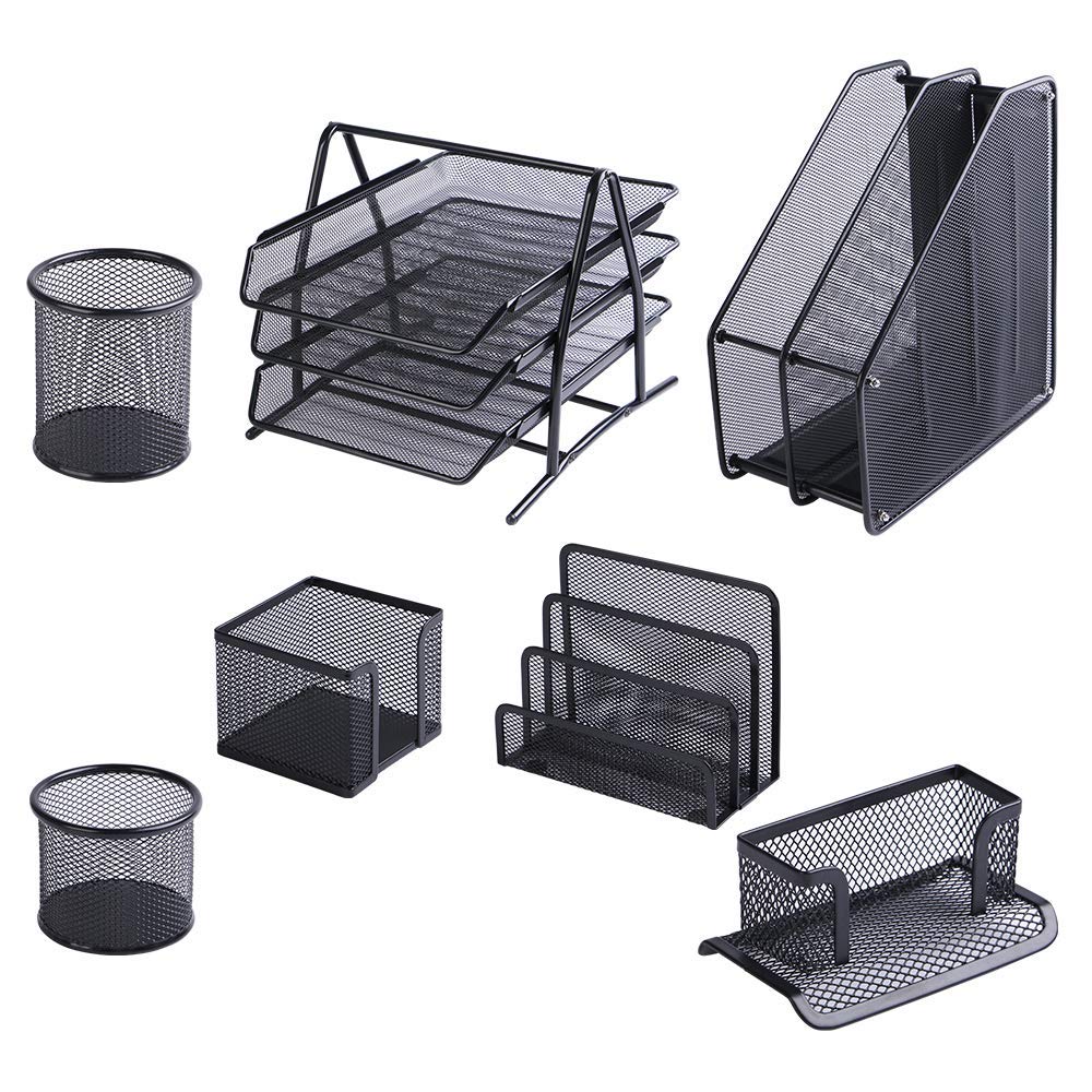 Ensemble de bureau métallique 7 pièces noir