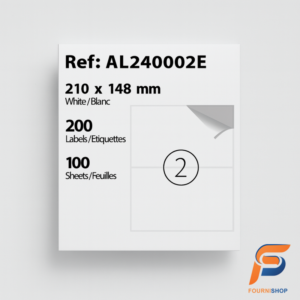 Paquet de 200 étiquettes autocollantes 210×148 mm – 100 feuilles A4