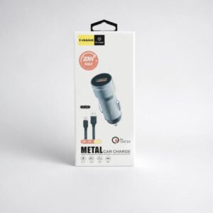 chargeur de voiture métallique Dekkins de 20W avec un câble de type C